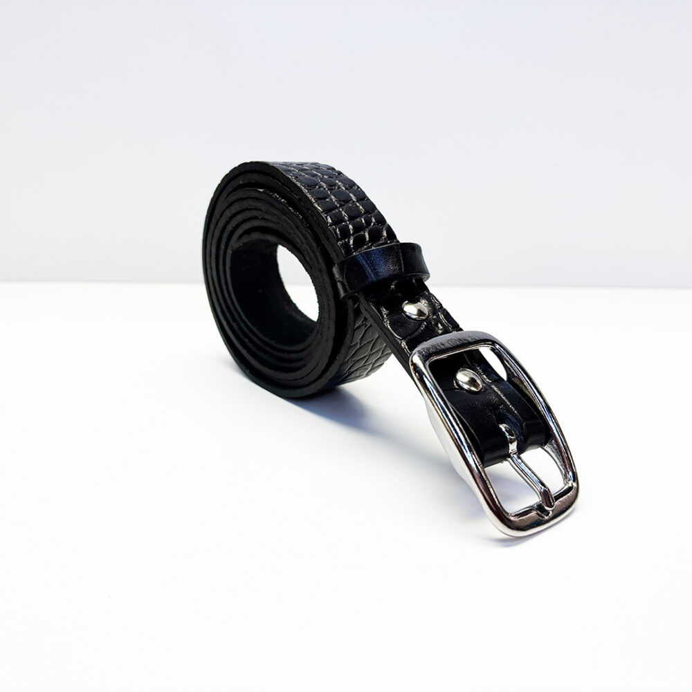 Ceinture fine - Noir croco – Image 2