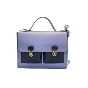 Sac Cartable - Parme & Bleu nuit en velour