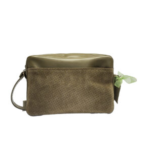 Trotteur - Olive et cuir effet velours