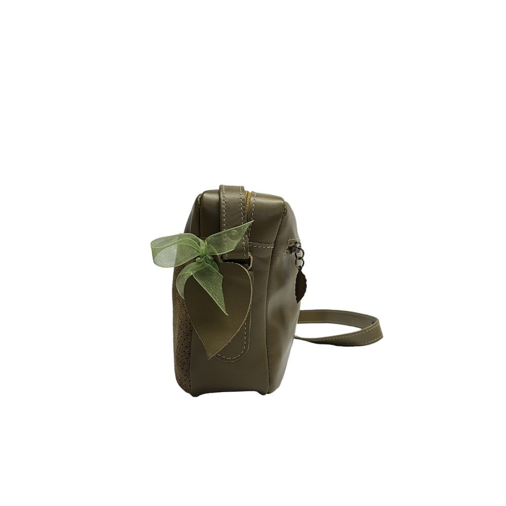 Trotteur - Olive et cuir effet velours – Image 3
