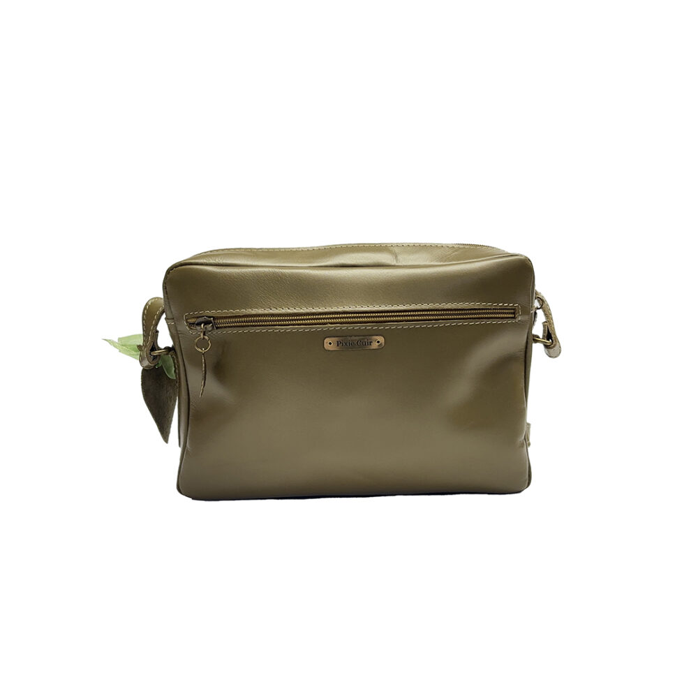 Trotteur - Olive et cuir effet velours – Image 2