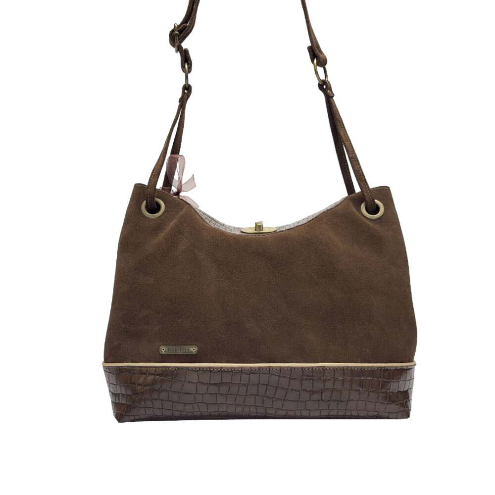 Sac Bohème - Brun velours & Croco