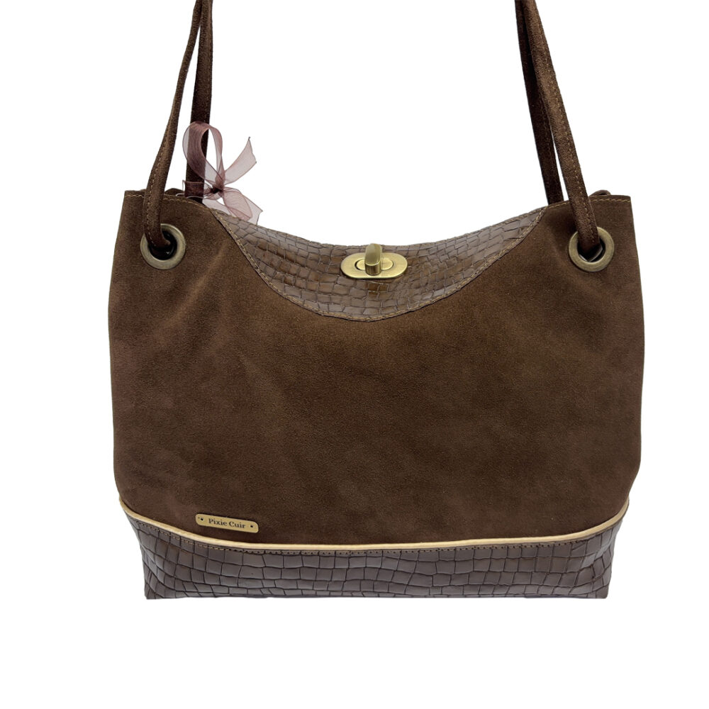 Sac Bohème - Brun velours & Croco – Image 2