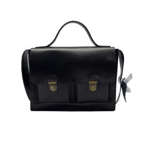 Sac Cartable - Noir lisse tressé