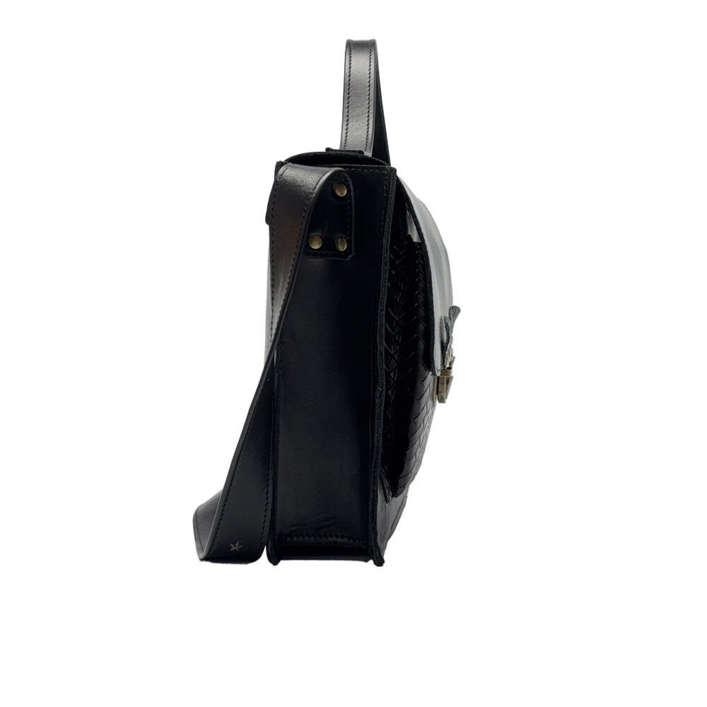 Sac Cartable - Noir lisse tressé – Image 3