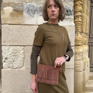 Pochette en cuir à franges