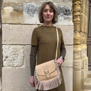 sac jeannette à frange beige