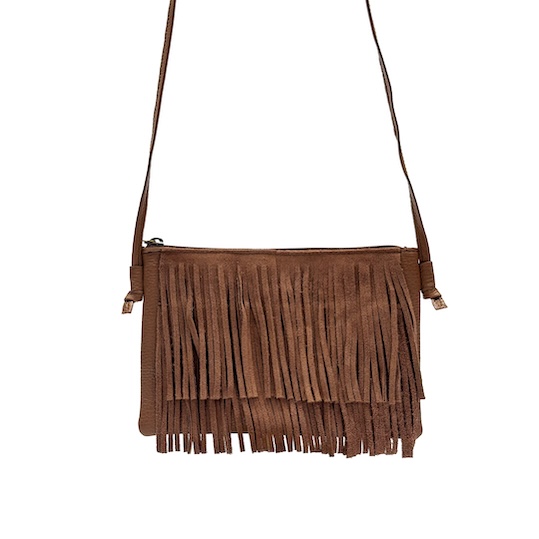 Collection Bohème - Sac Cristina à franges - Brun Terreux