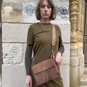 Collection Bohème - New Lou à franges - Caramel cuir