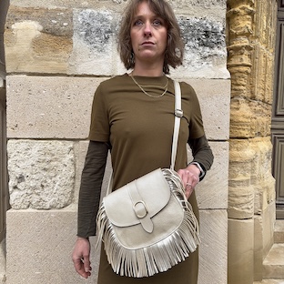 Collection Bohème - Sac Jeannette à franges - Nacré
