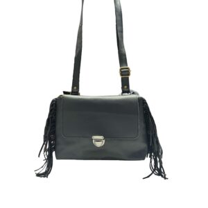 Collection Bohème - Mini Claudette à franges - Noir lisse