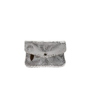 Pochette en cuir argenté