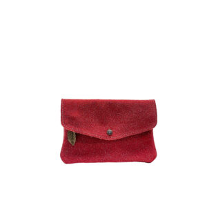 Pochette en cuir rouge pailleté