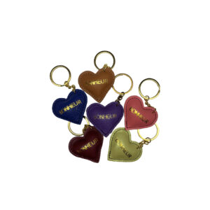 porte clés coeur cuir bonheur