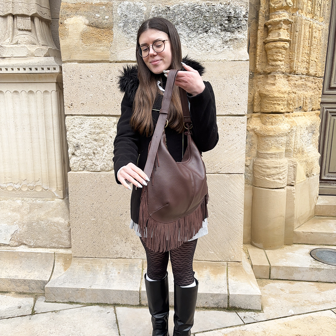 Collection Bohème - Sac Spirale à franges - Cacao – Image 2