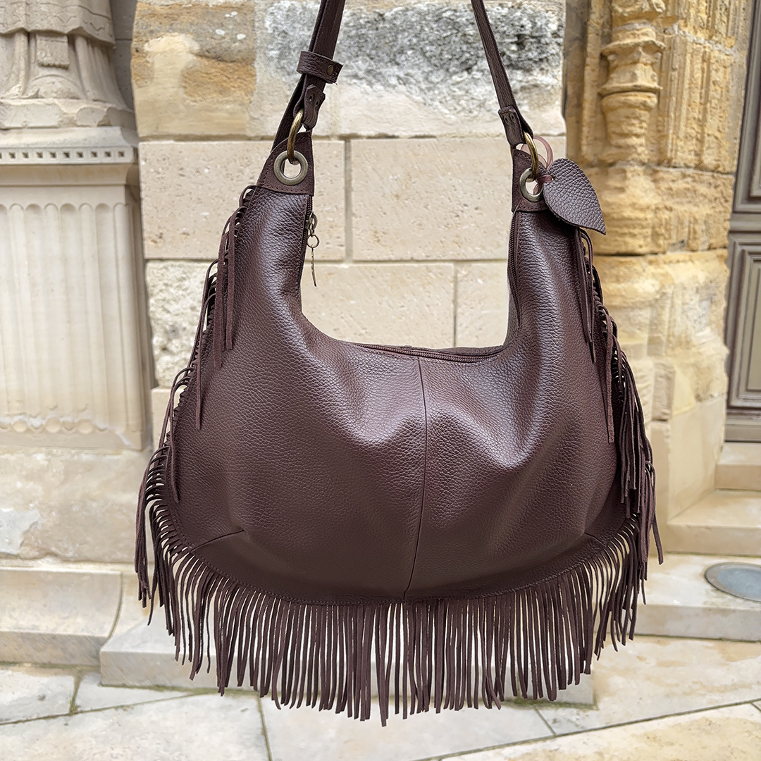 Collection Bohème - Sac Spirale à franges - Cacao – Image 3