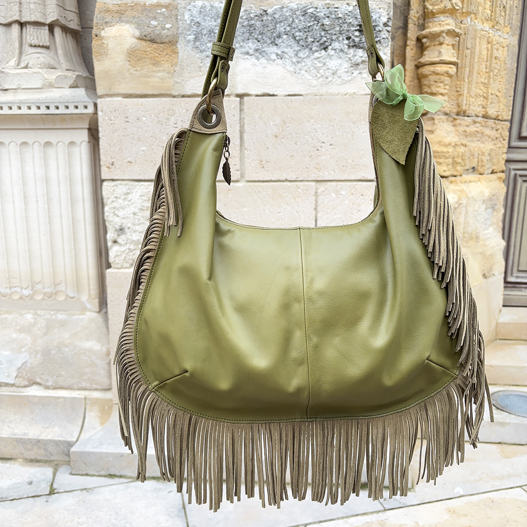 Collection Bohème - Sac Spirale à franges - Army – Image 3