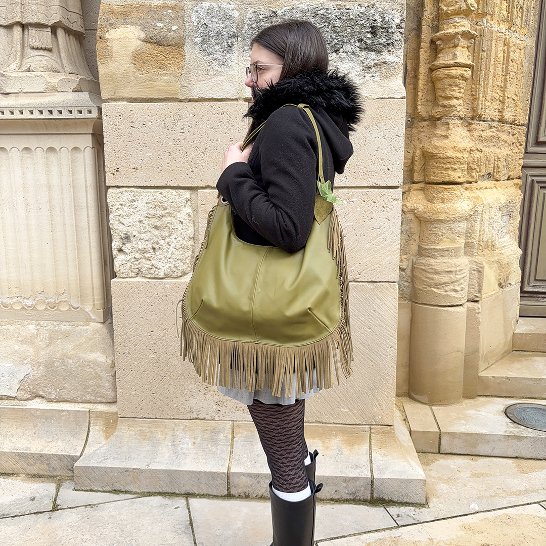 Sac a main en cuir franges