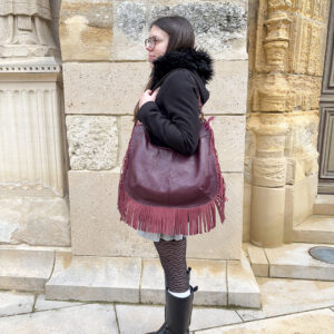 Grand Sac à main en cuir à frange couleur