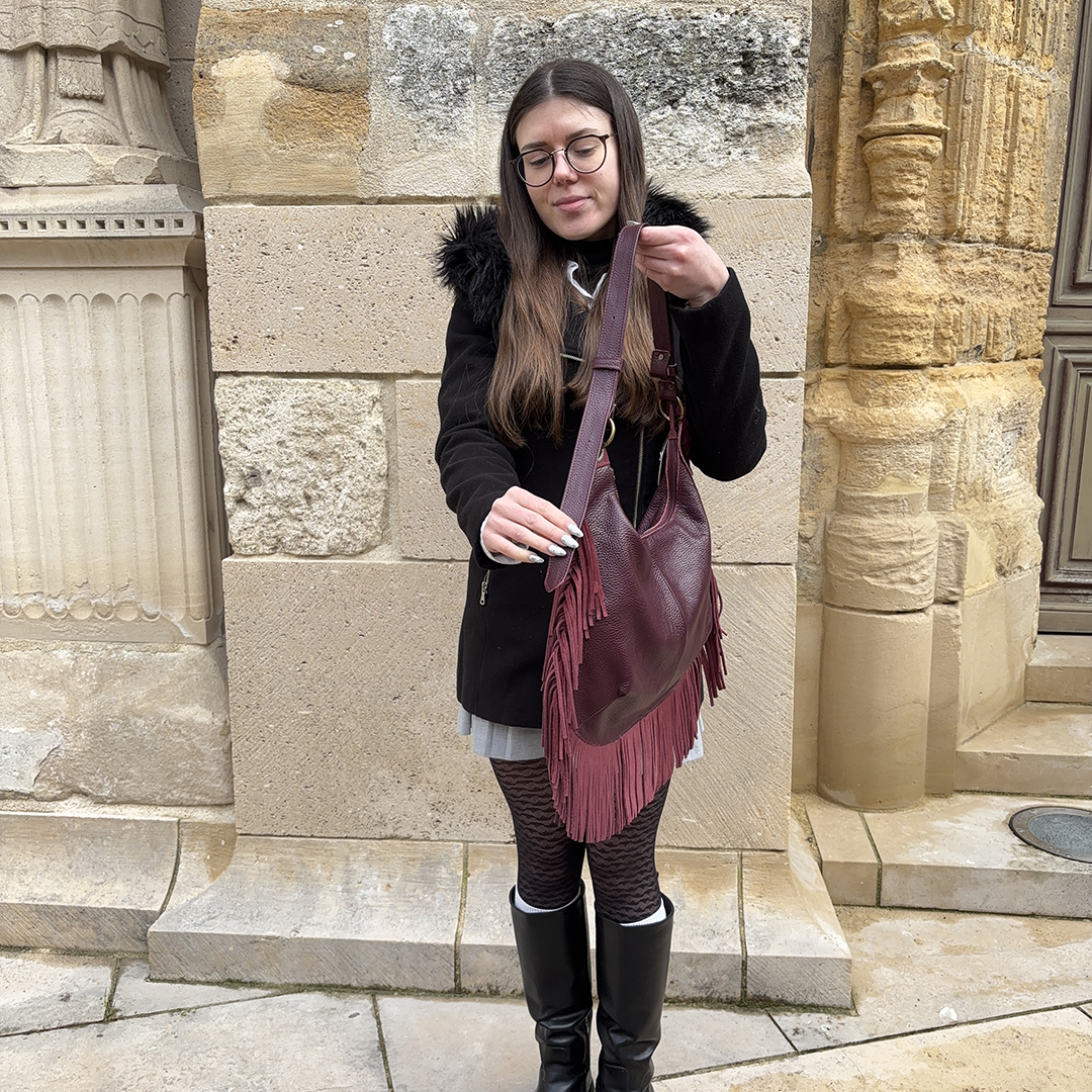 Collection Bohème - Sac Spirale à franges - Prune – Image 2