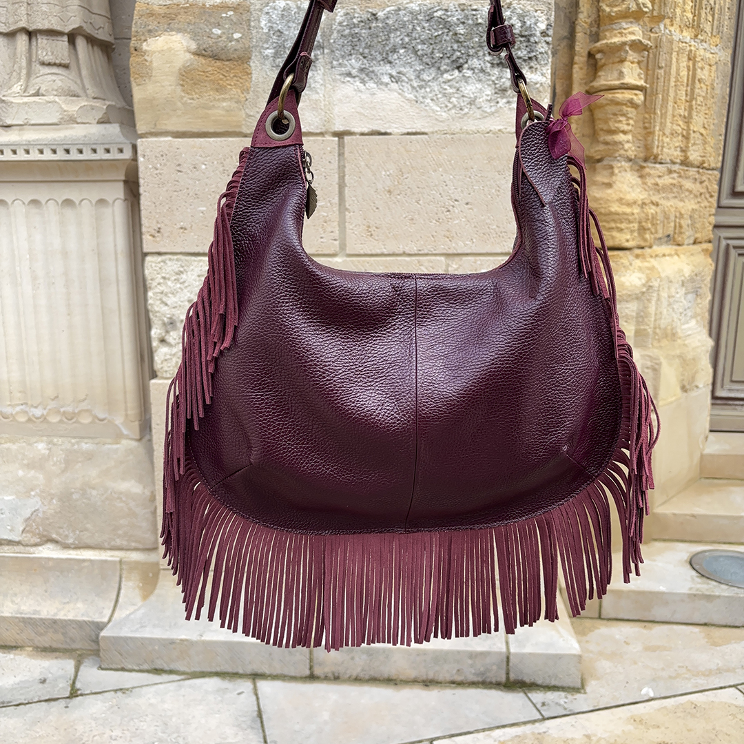 Collection Bohème - Sac Spirale à franges - Prune – Image 3